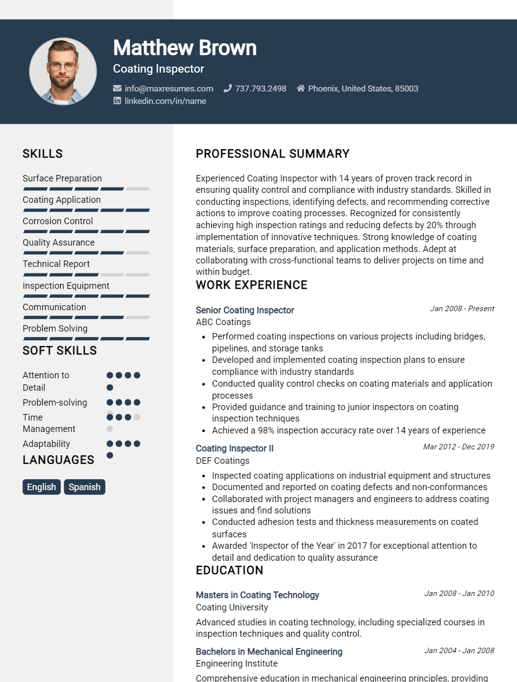coating-inspector-resume-sample