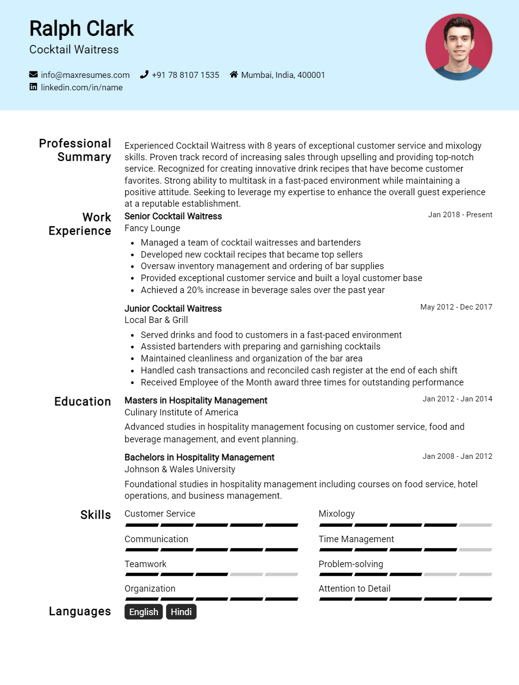 cocktail-waitress-resume-sample