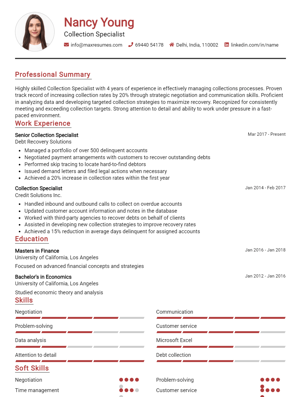 collection-specialist-resume-sample