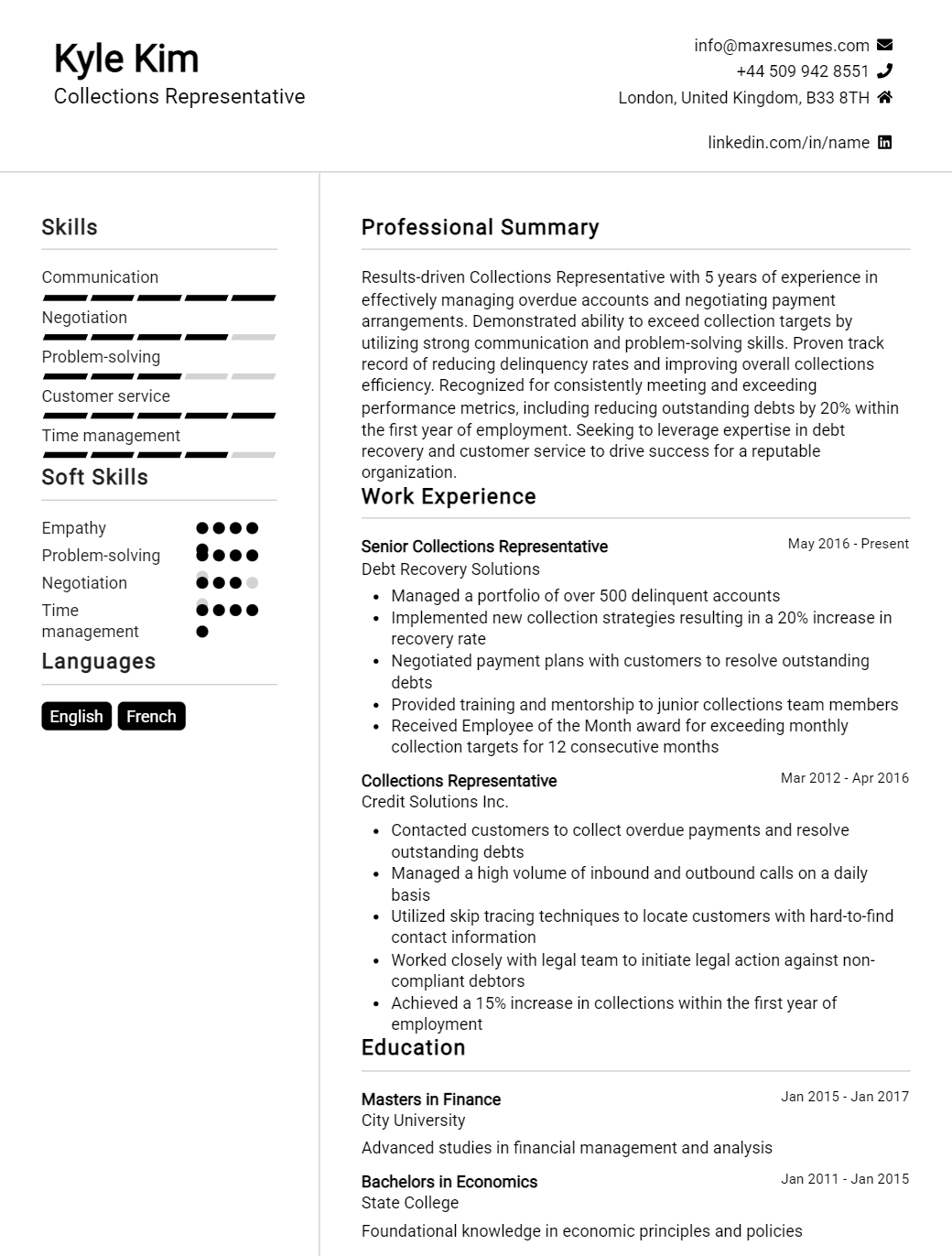collections-representative-resume-sample