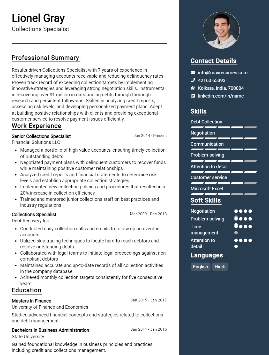 collections-specialist-resume-sample