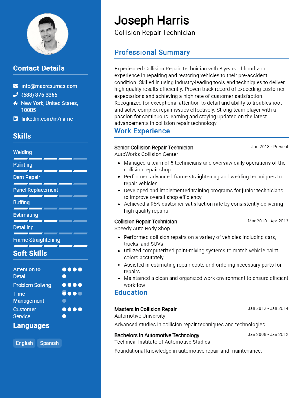 collision-repair-technician-resume-sample