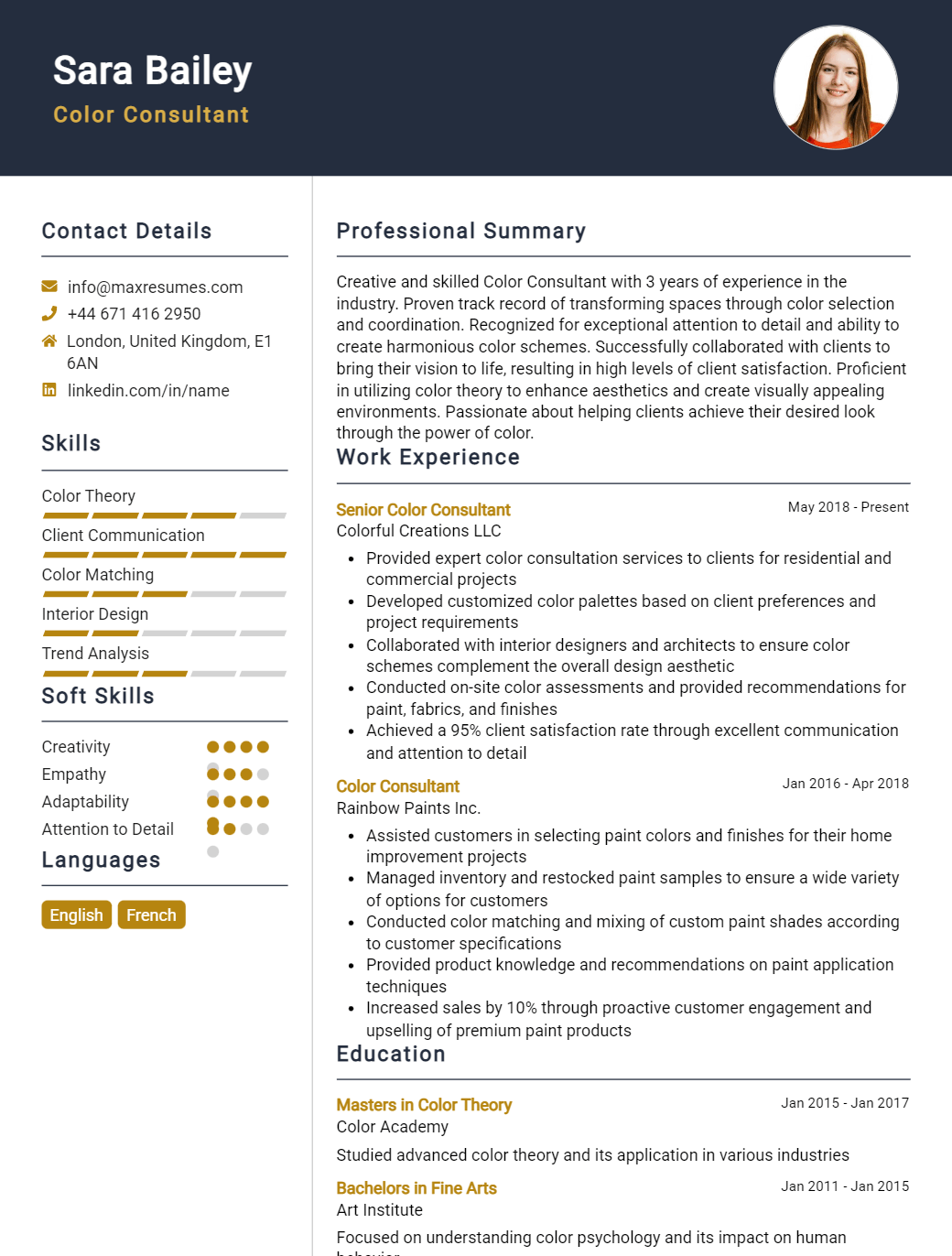 color-consultant-resume-sample