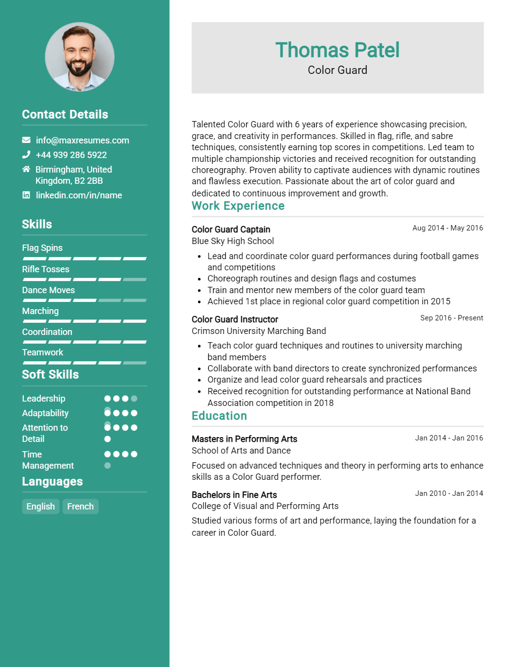 color-guard-resume-sample