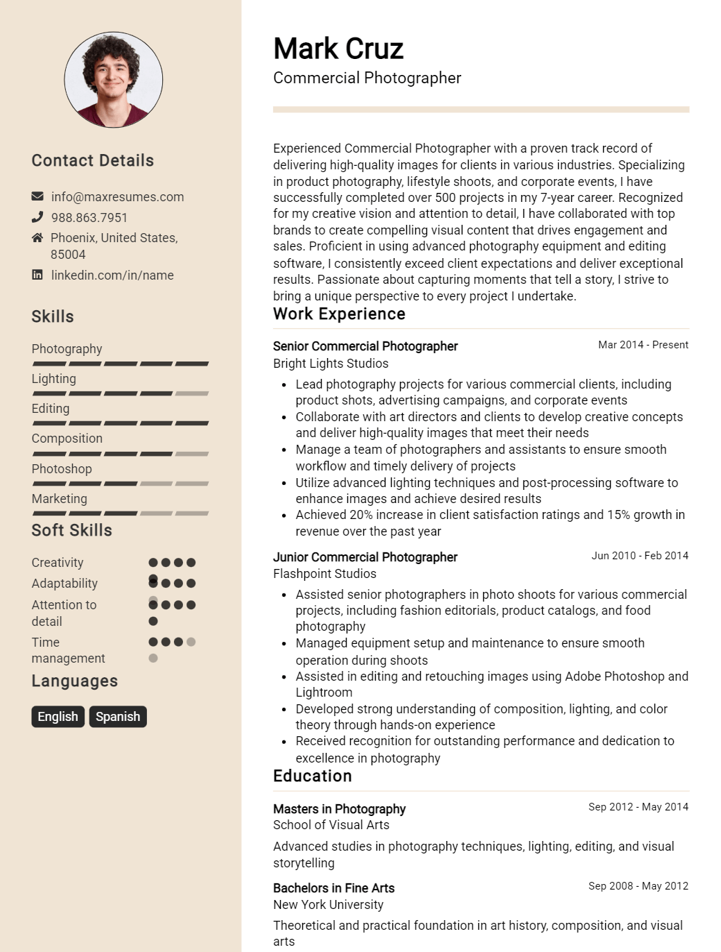 commercial-photographer-resume-sample