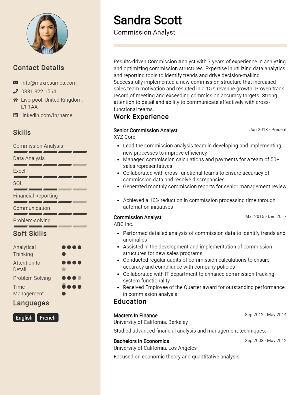 commission-analyst-resume-sample