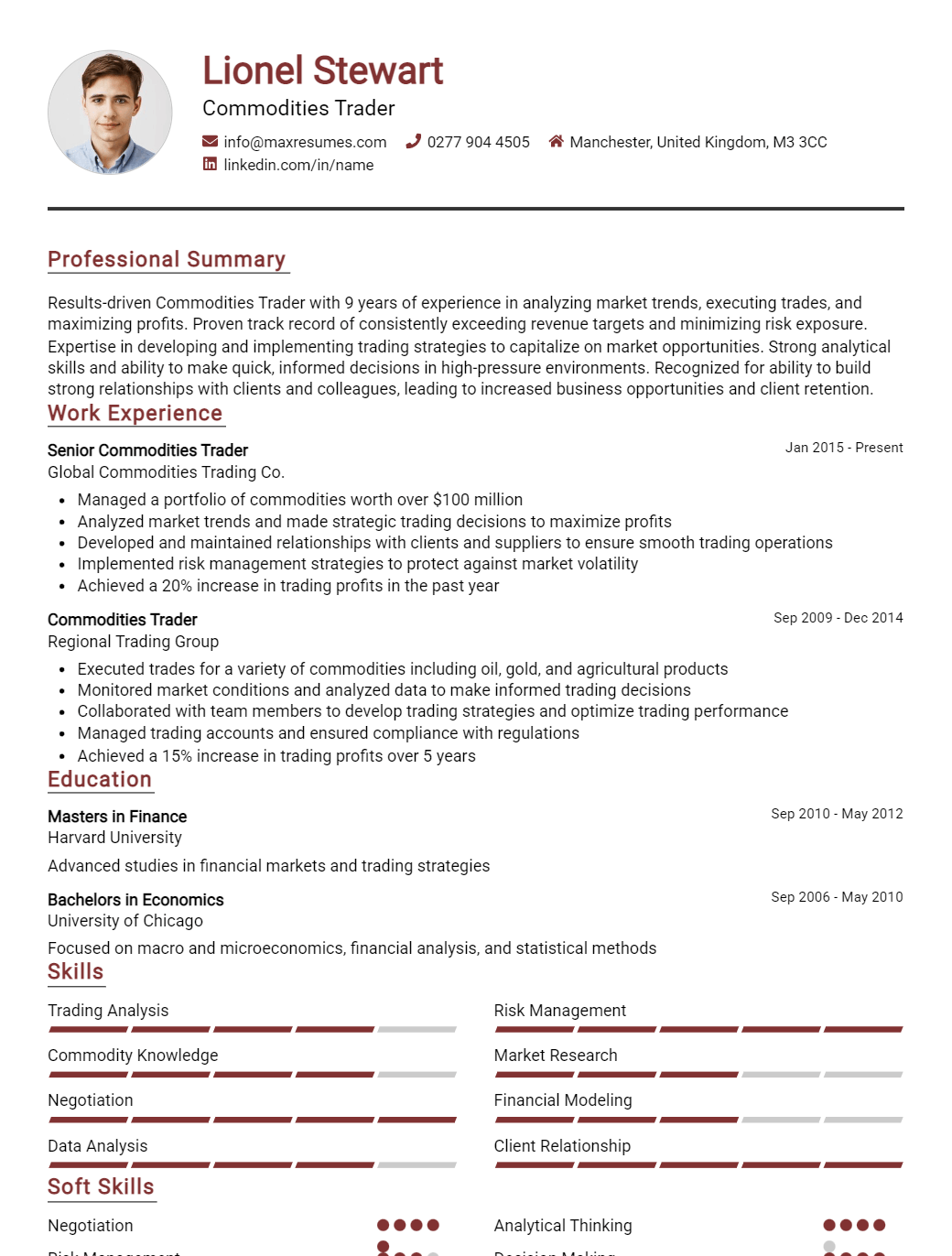 commodities-trader-resume-sample
