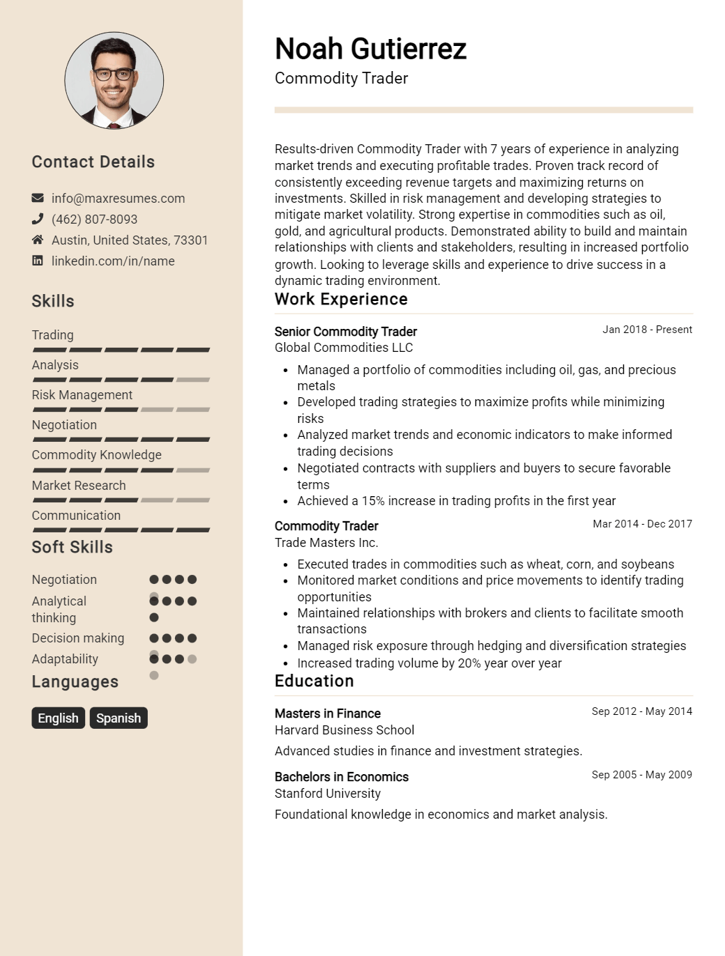 commodity-trader-resume-sample