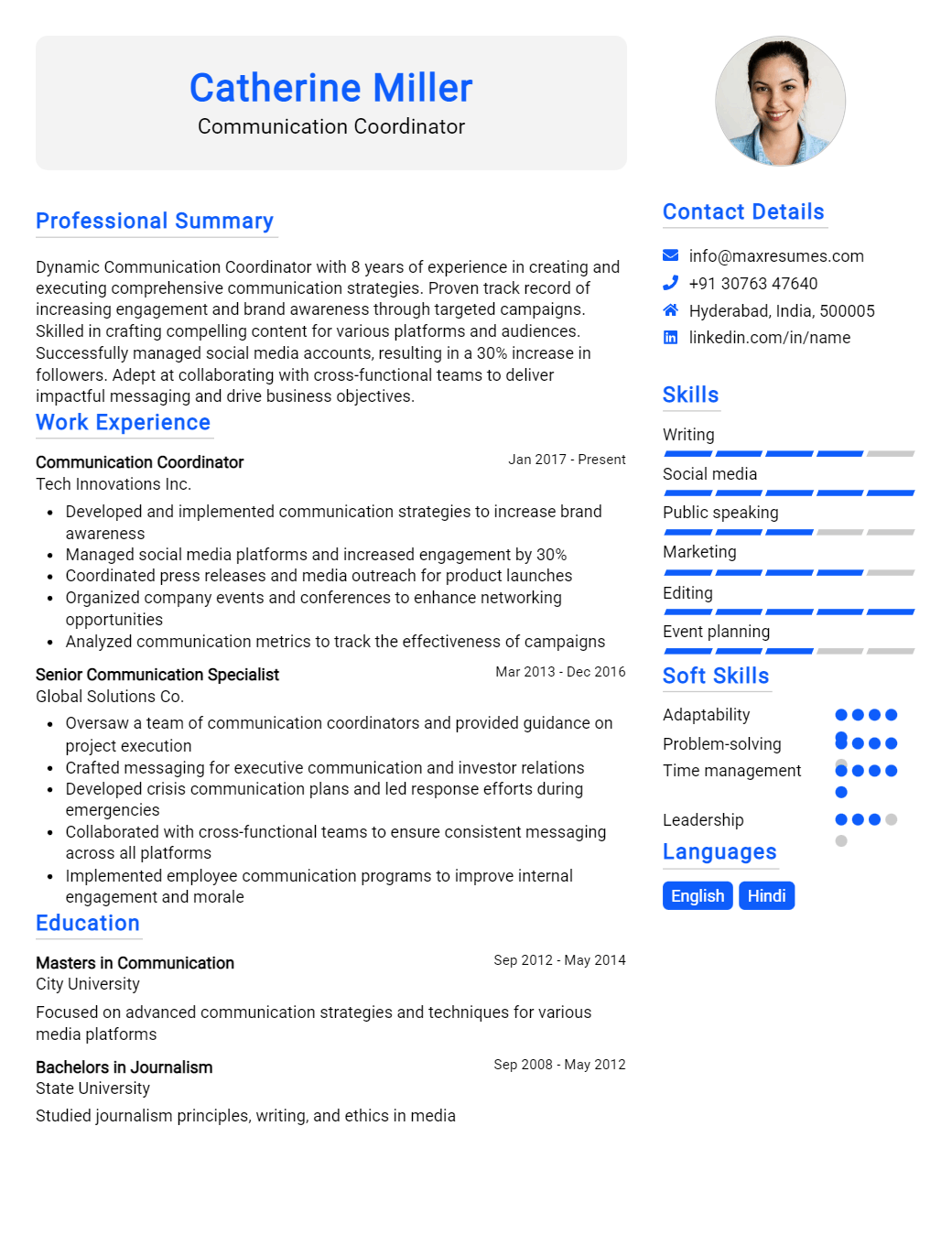 communication-coordinator-resume-sample