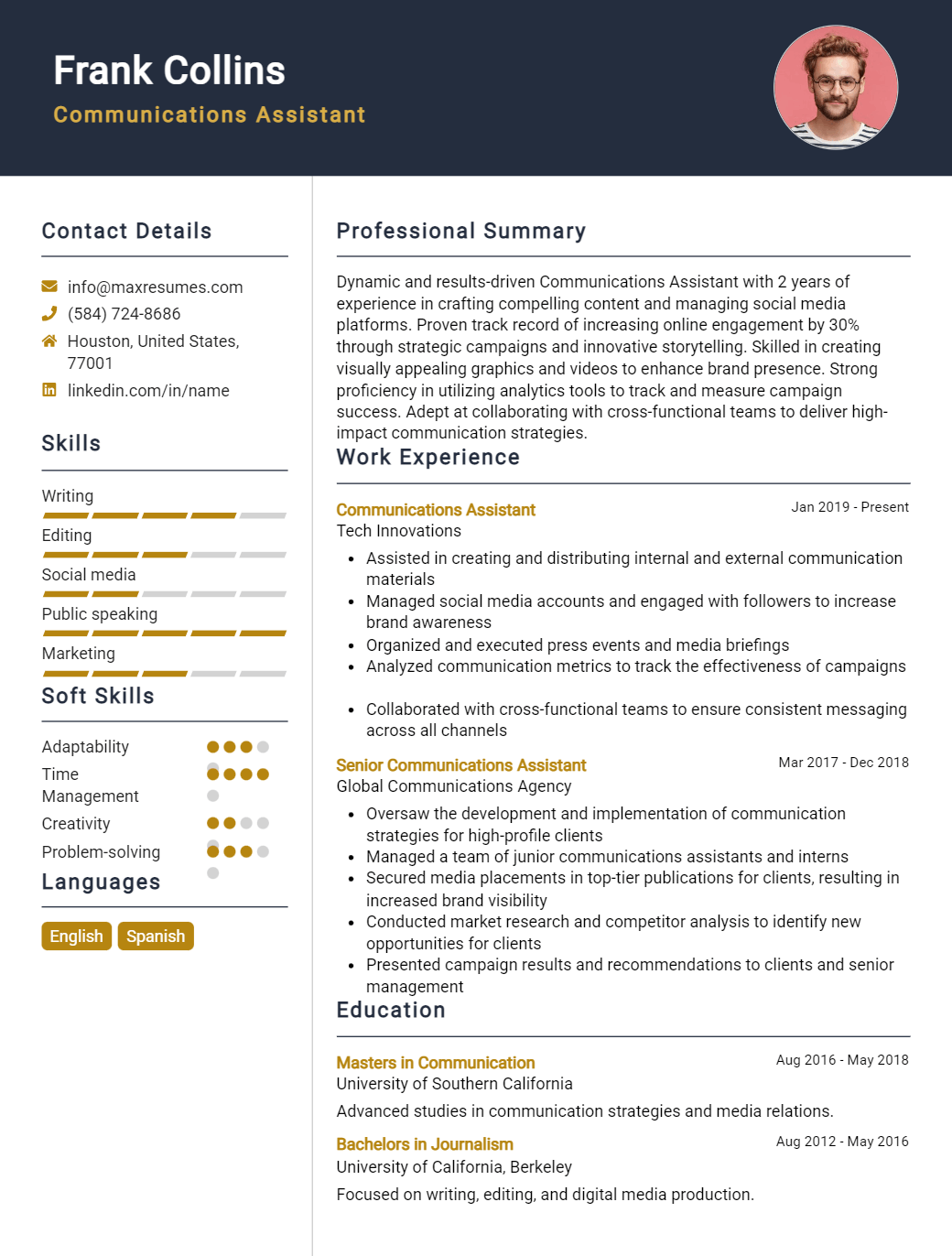 communications-assistant-resume-sample