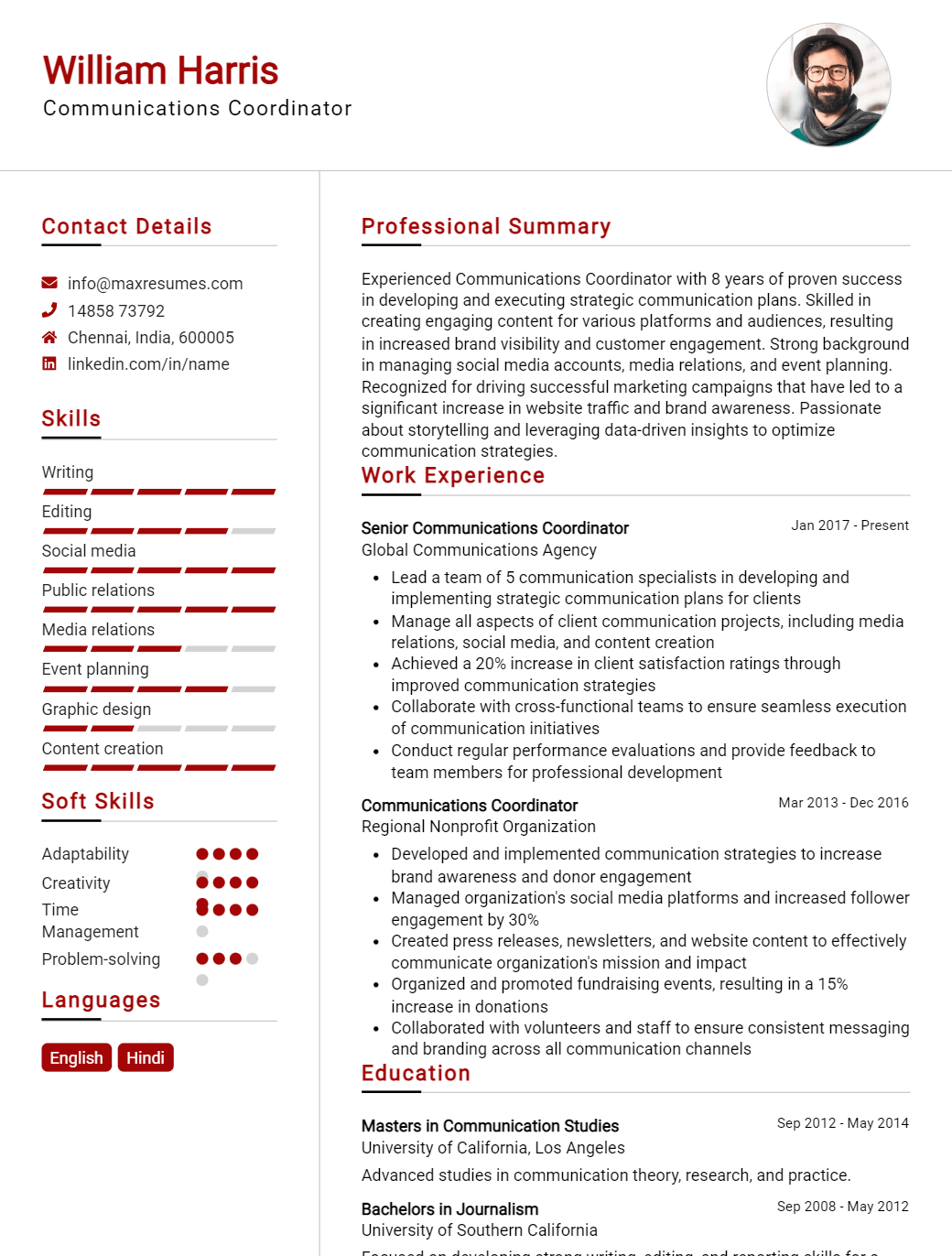 communications-coordinator-resume-sample