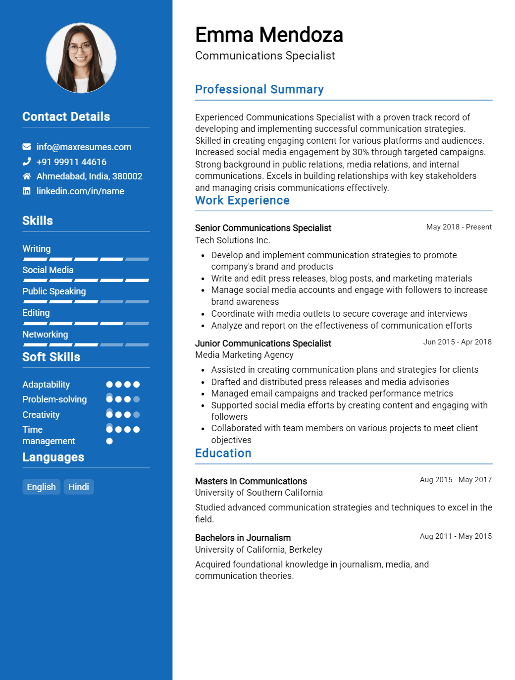 communications-specialist-resume-sample