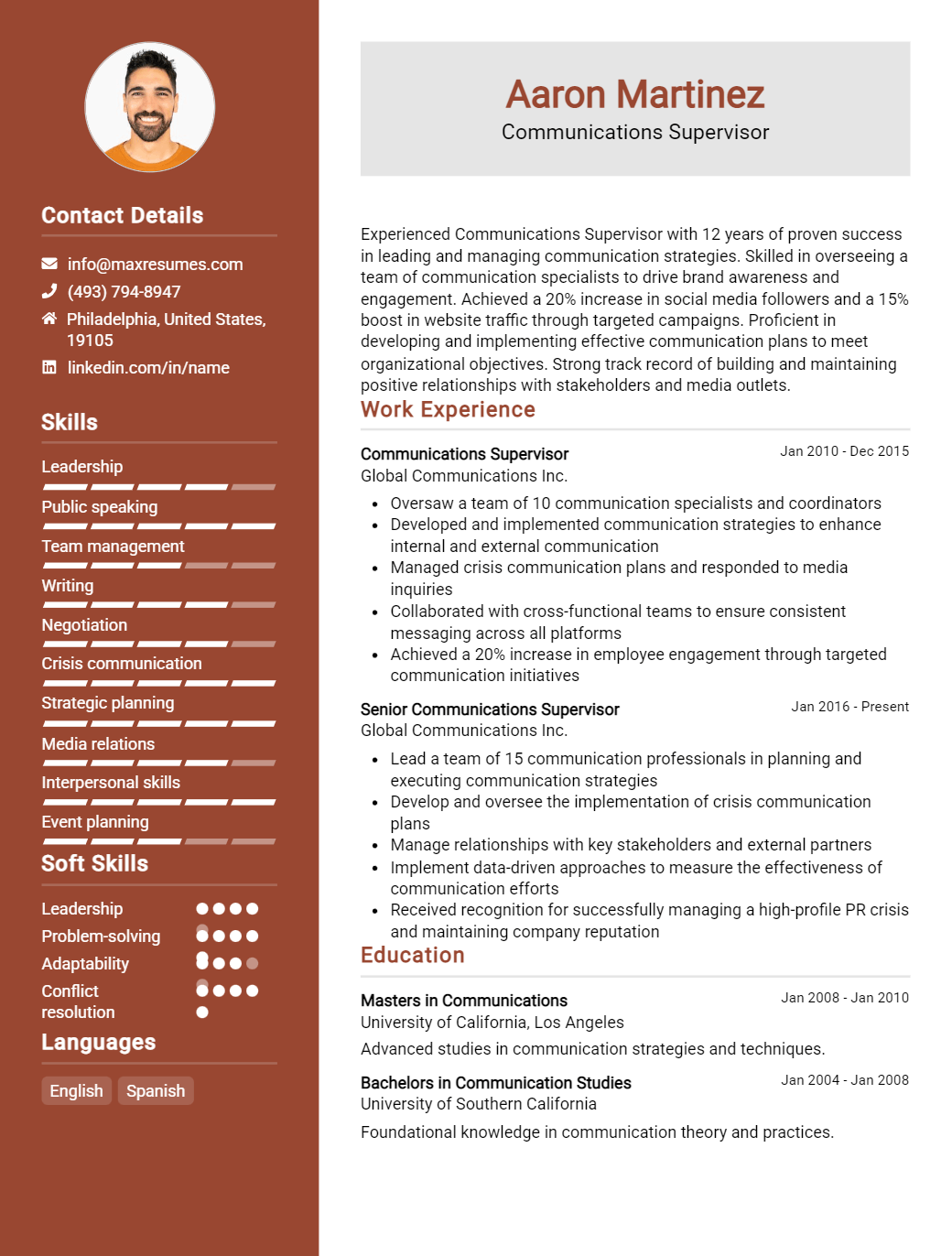 communications-supervisor-resume-sample