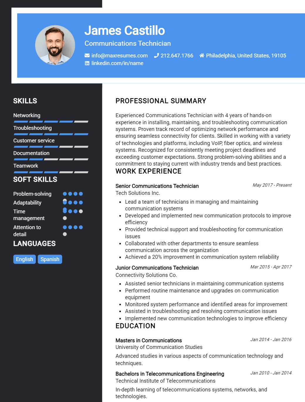 communications-technician-resume-sample