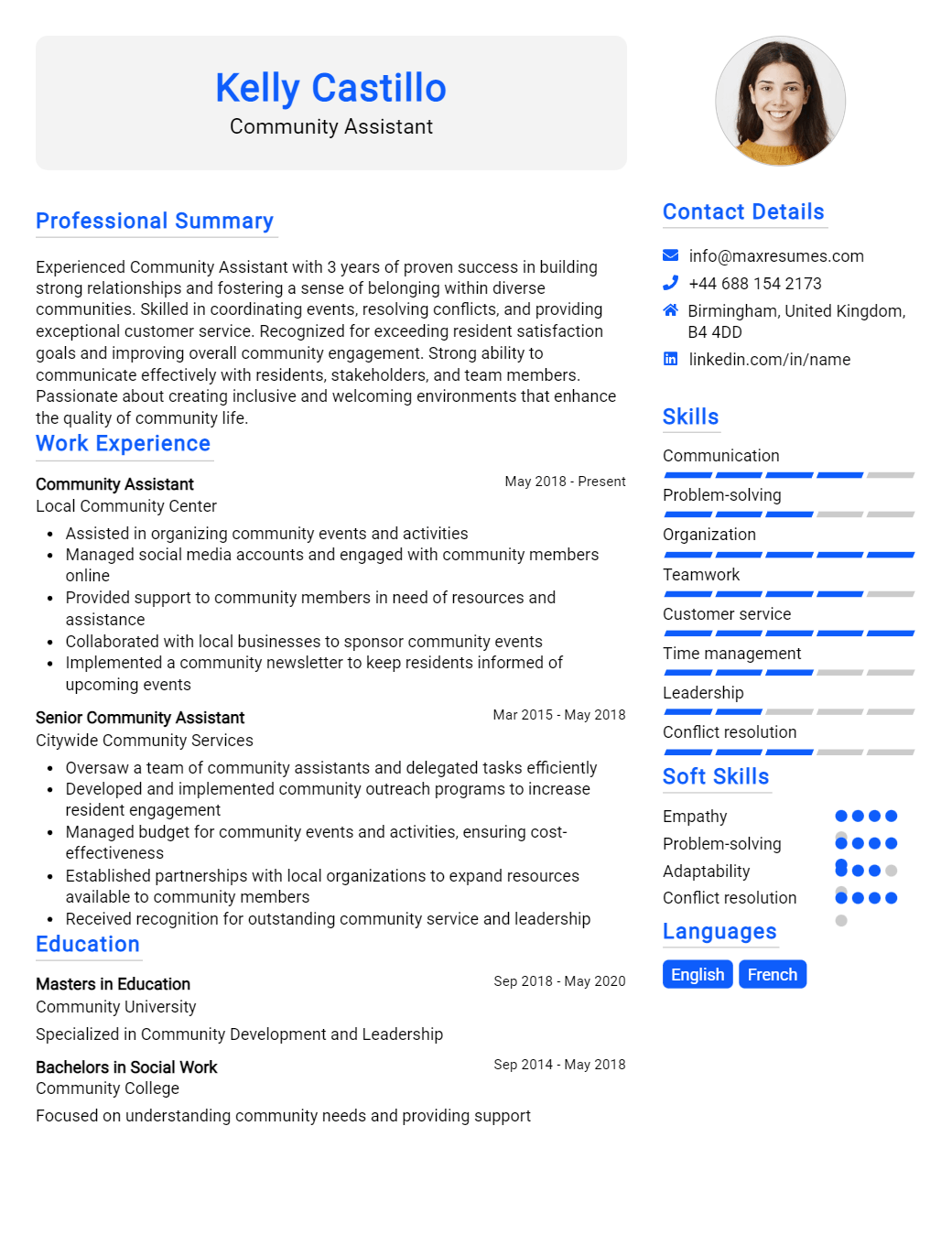 community-assistant-resume-sample