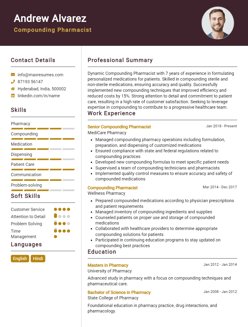 compounding-pharmacist-resume-sample