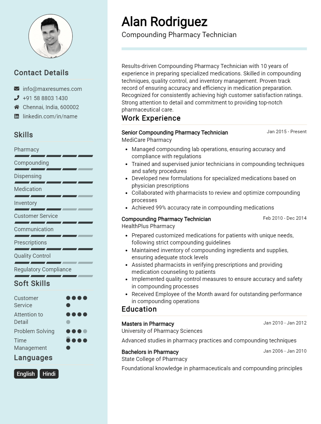 compounding-pharmacy-technician-resume-sample