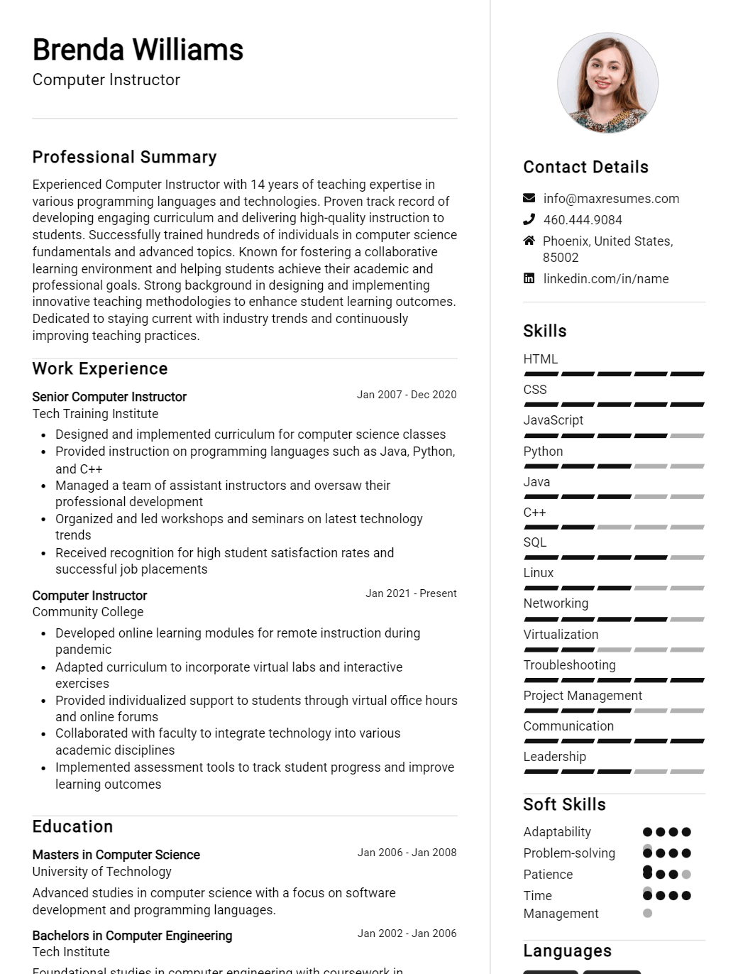 computer-instructor-resume-sample