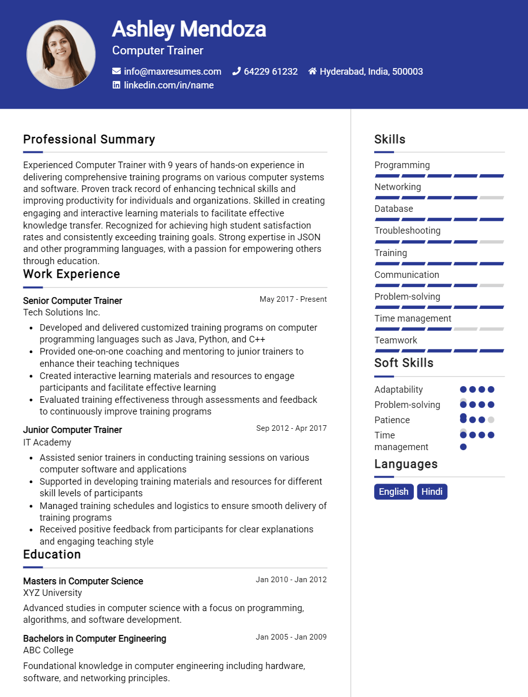 computer-trainer-resume-sample