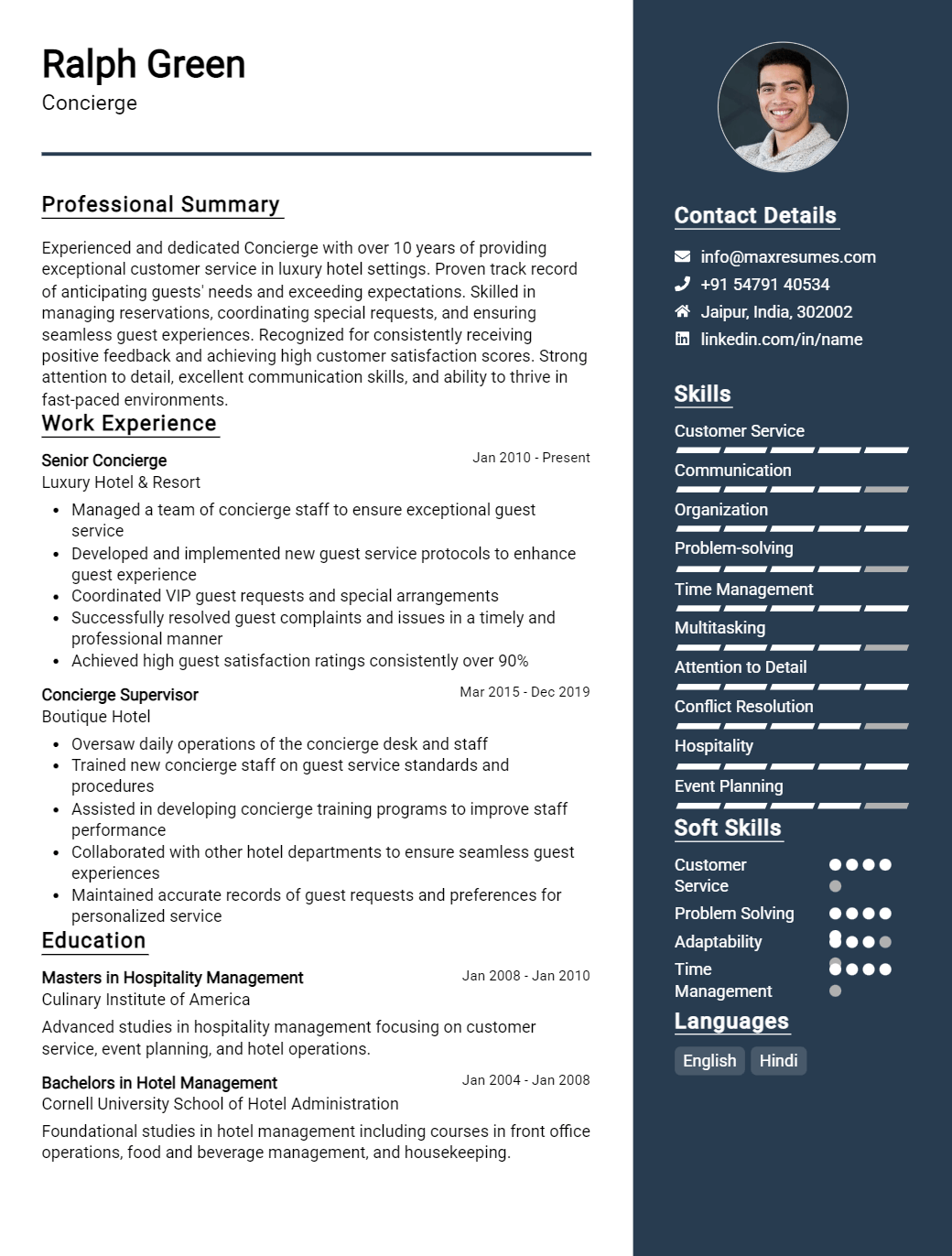 concierge-resume-sample