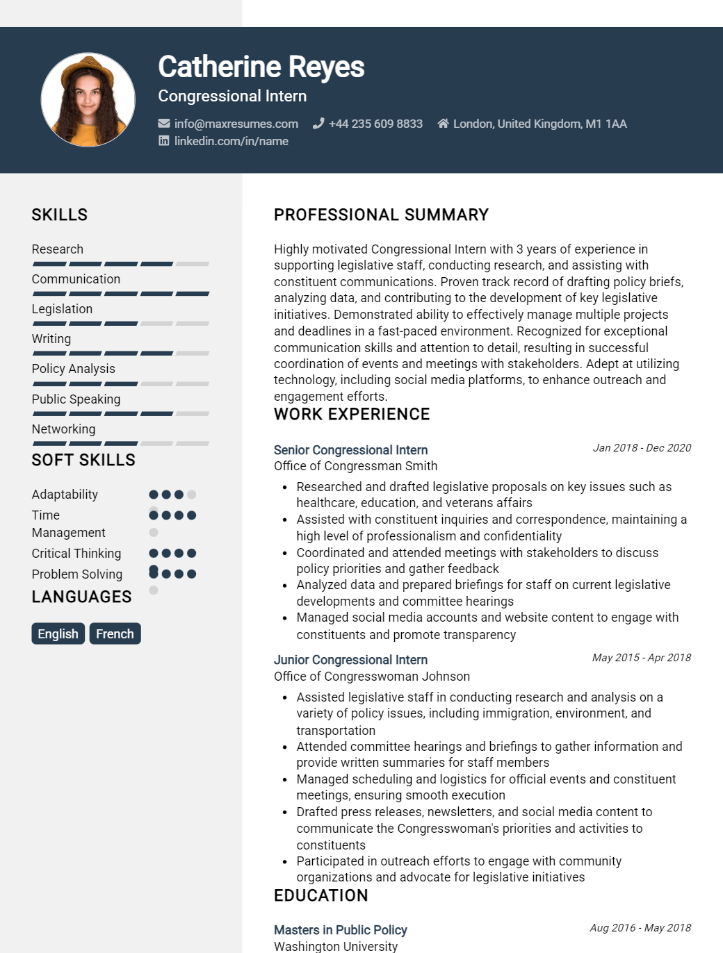 congressional-intern-resume-sample