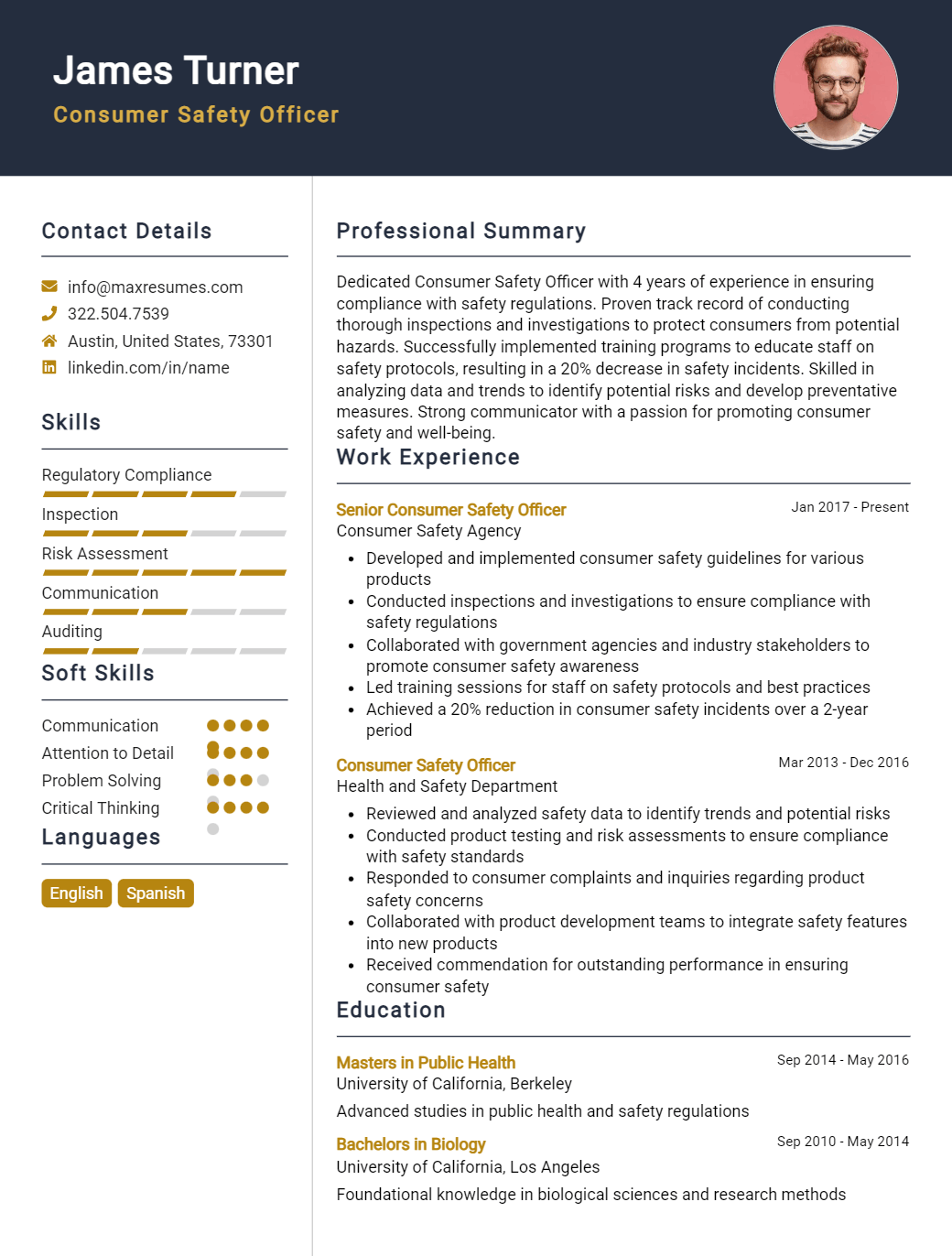 consumer-safety-officer-resume-sample