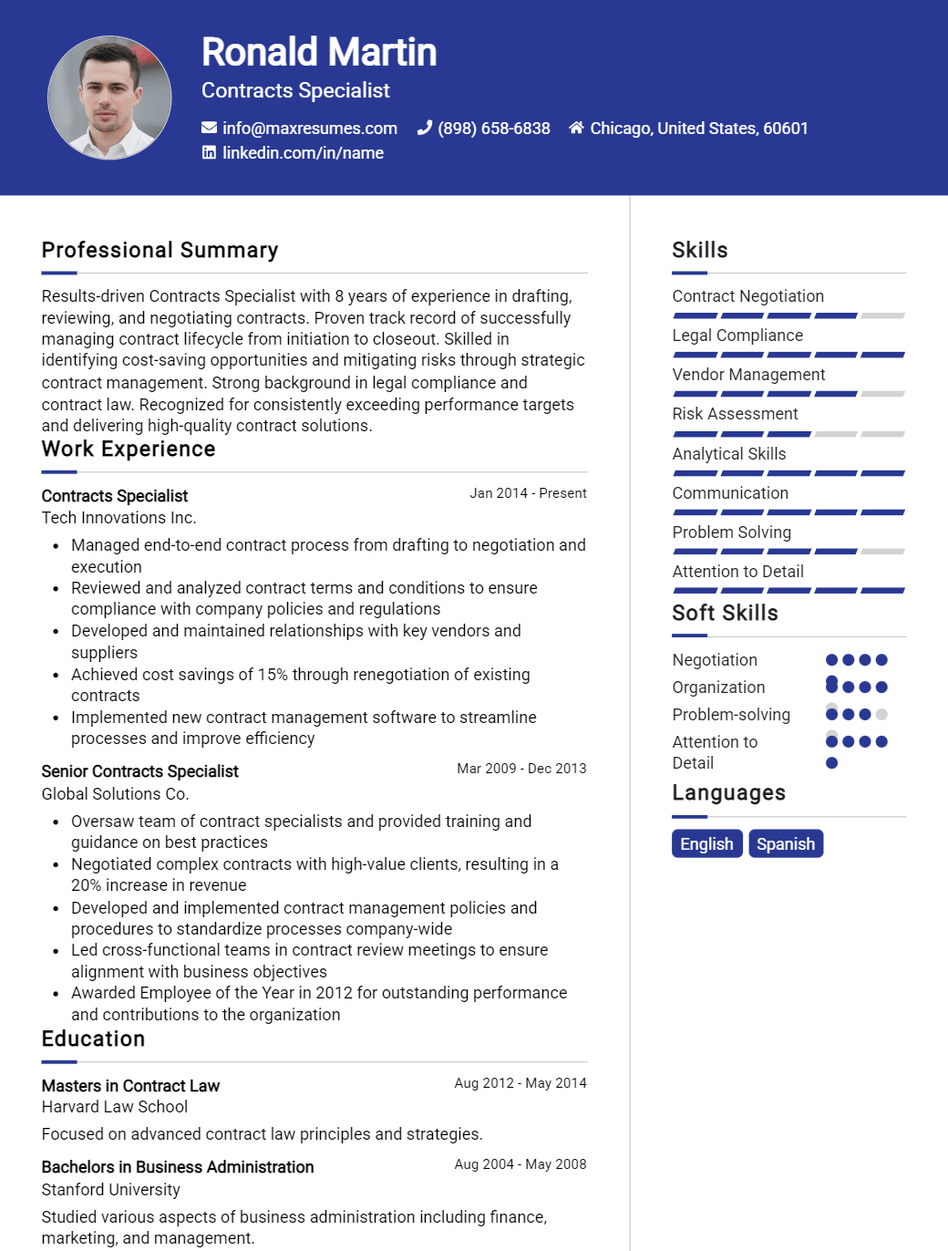 contracts-specialist-resume-sample