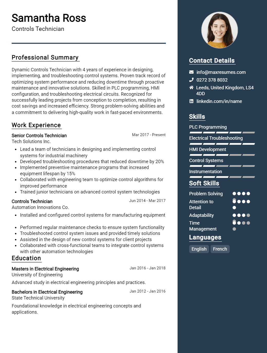 controls-technician-resume-sample