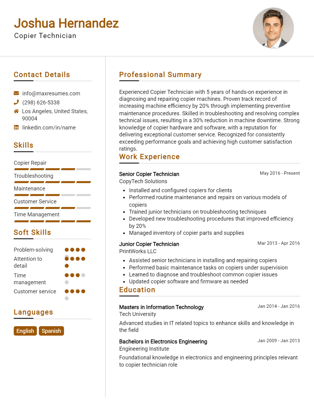 copier-technician-resume-sample