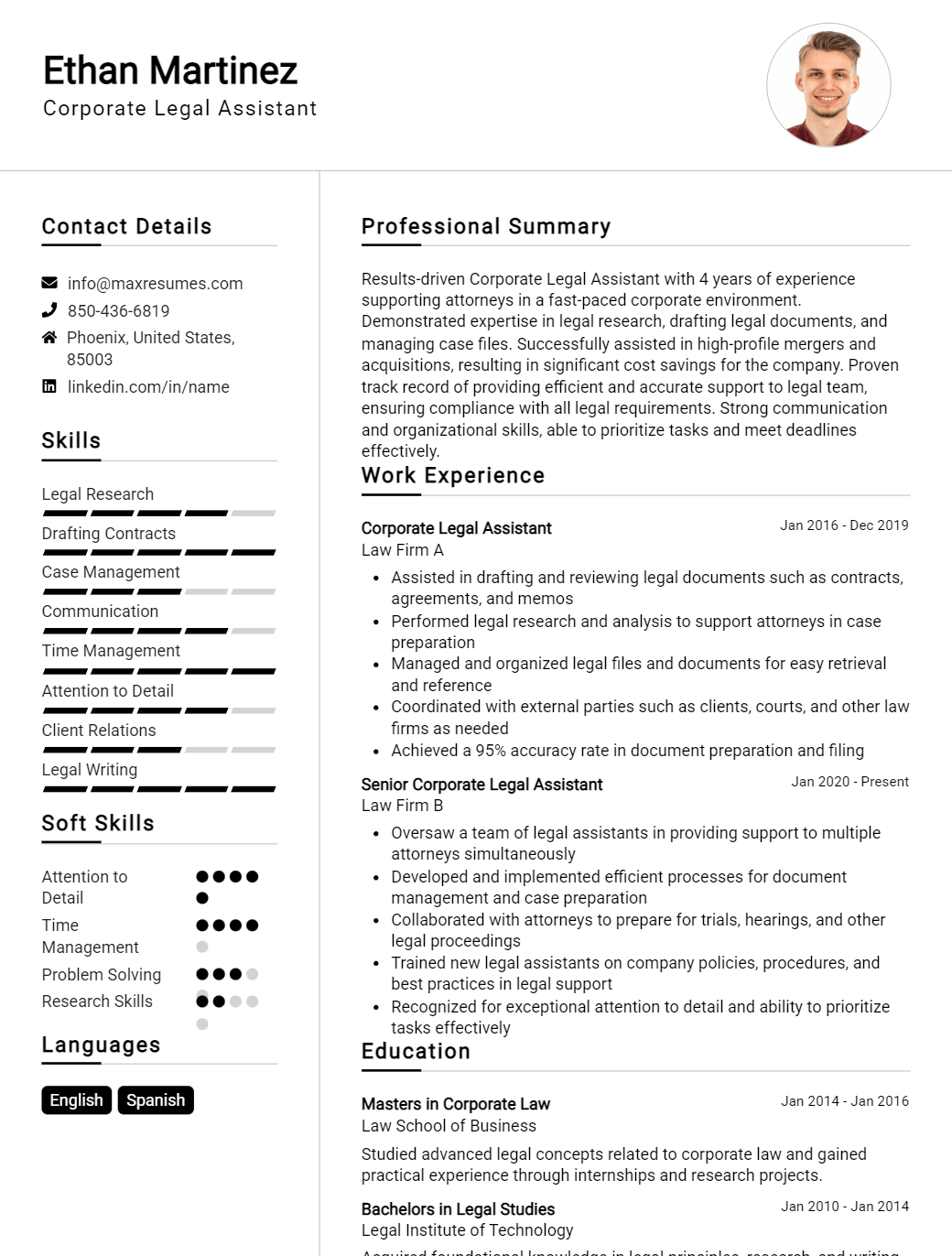 corporate-legal-assistant-resume-sample