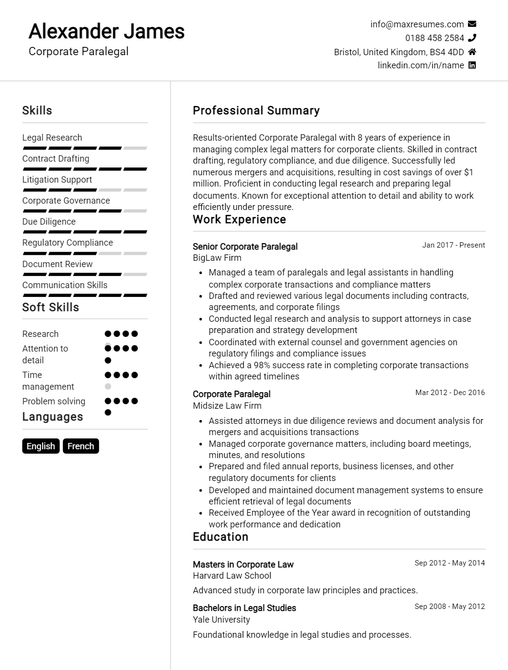 corporate-paralegal-resume-sample