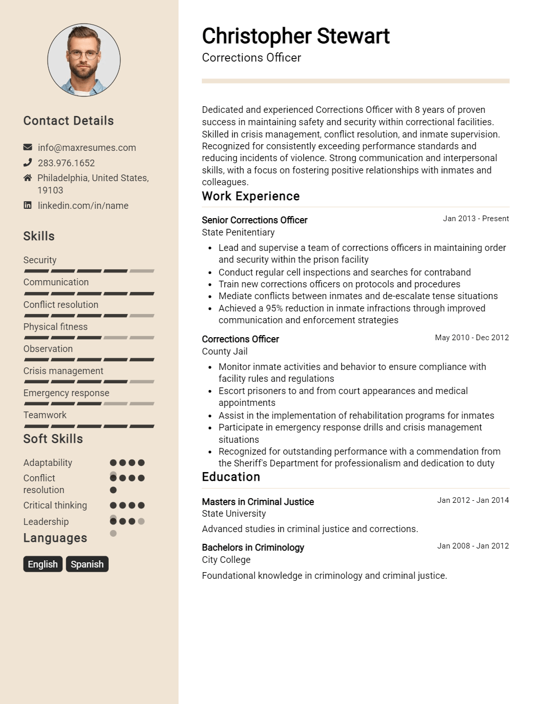 corrections-officer-resume-sample