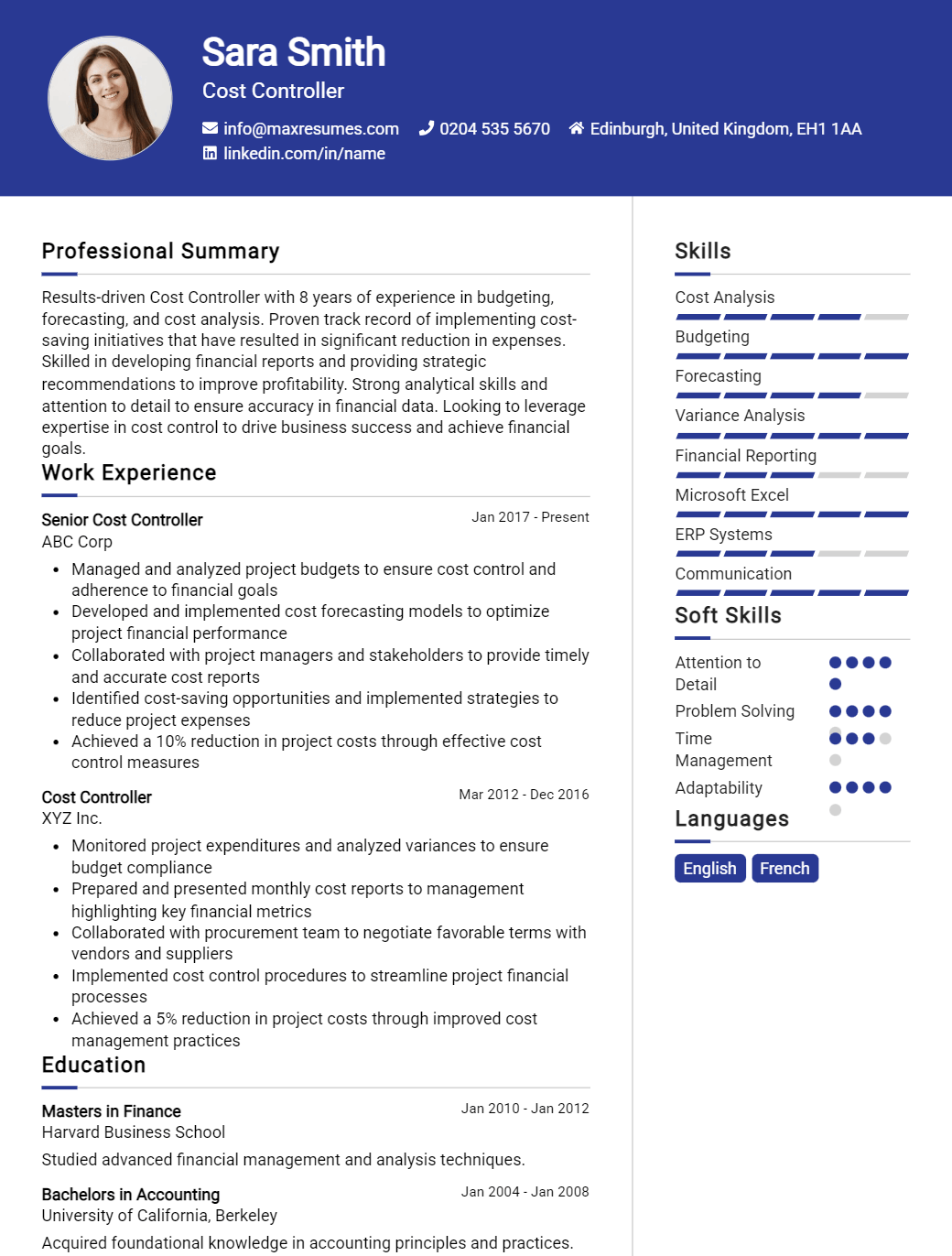 cost-controller-resume-sample
