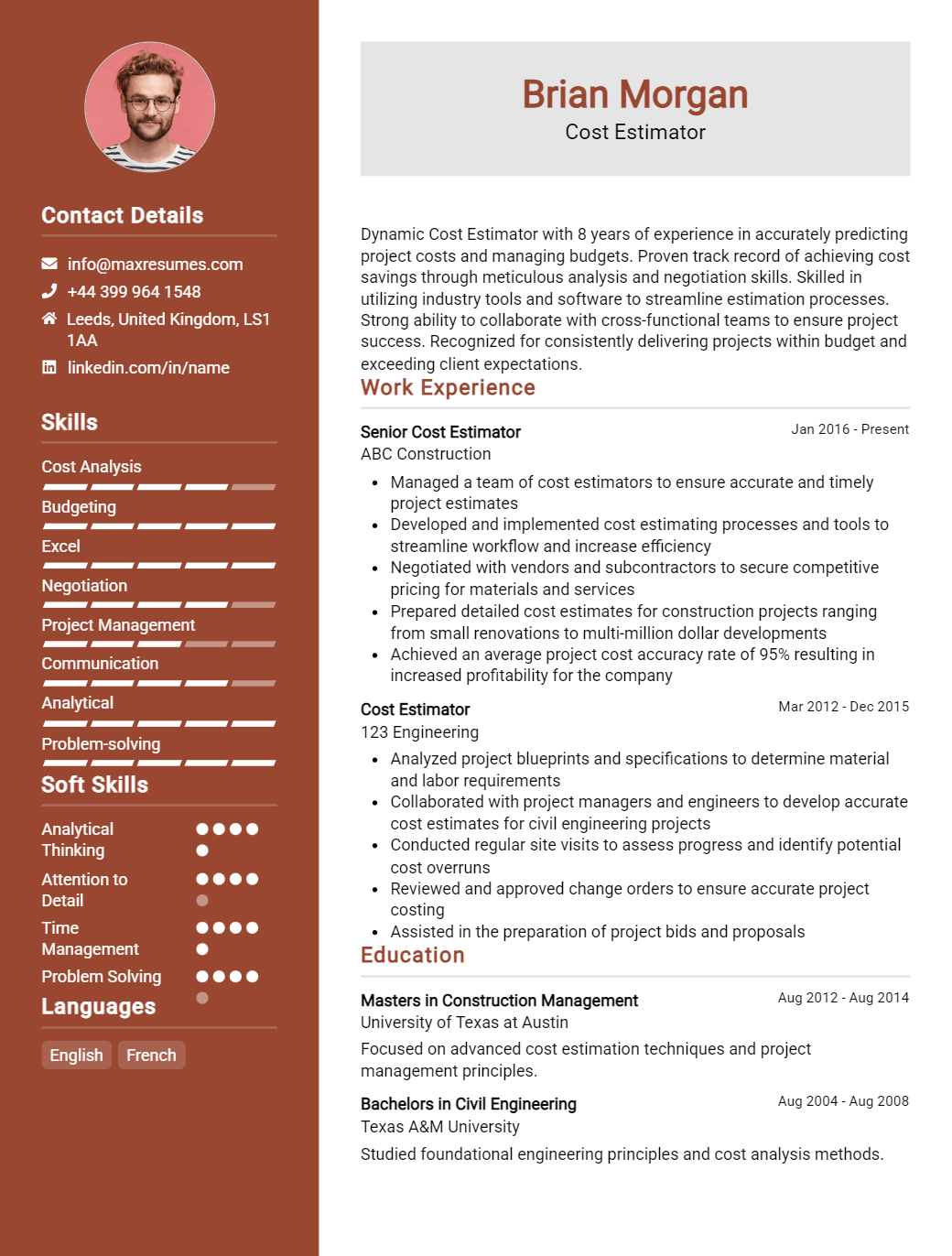 cost-estimator-resume-sample