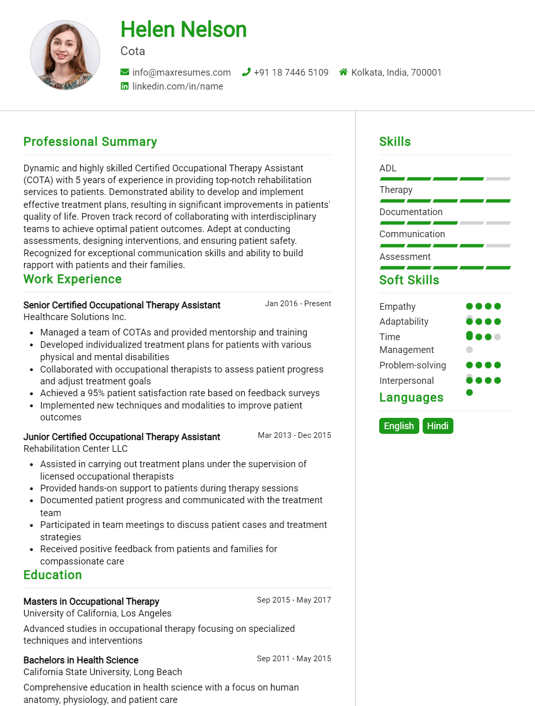 cota-resume-sample