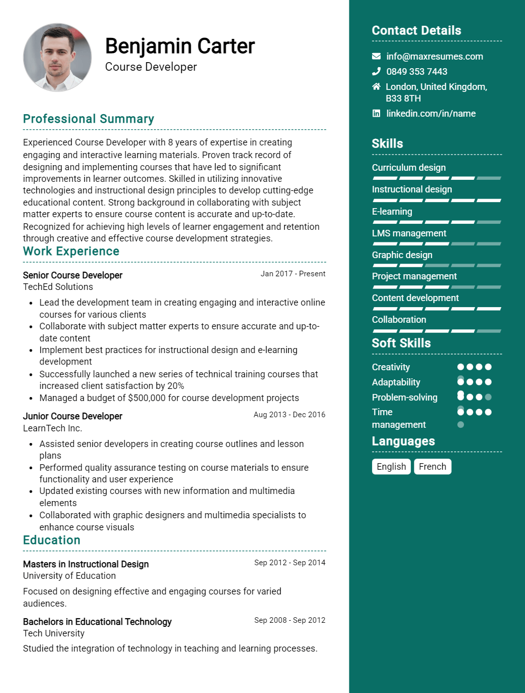 course-developer-resume-sample
