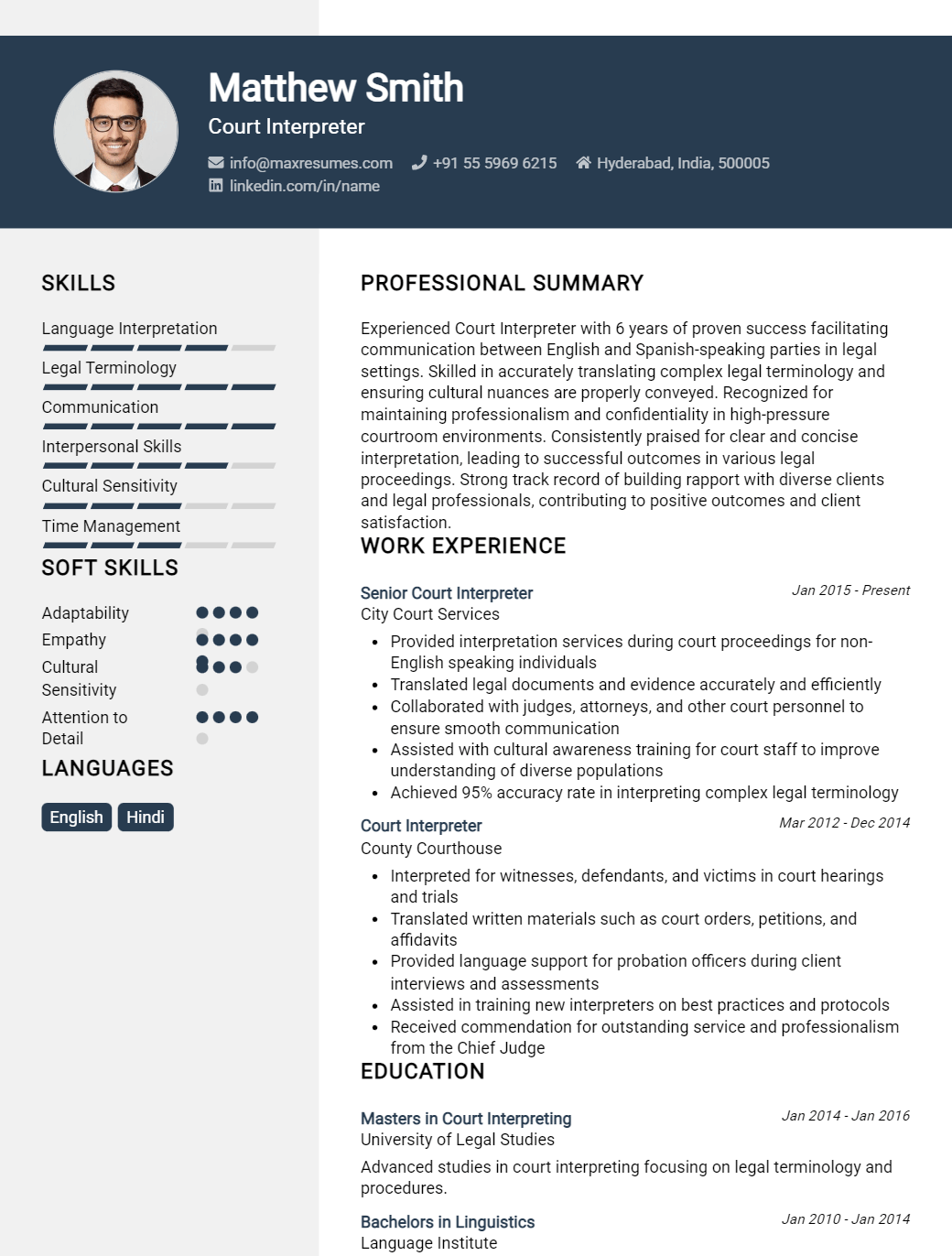 court-interpreter-resume-sample