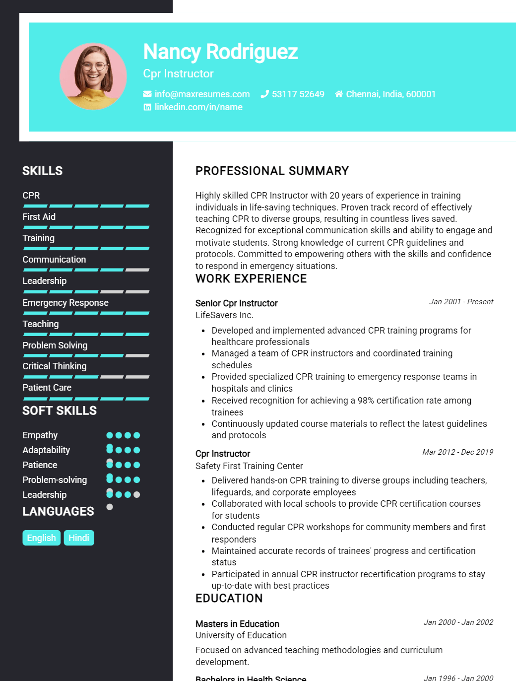 cpr-instructor-resume-sample
