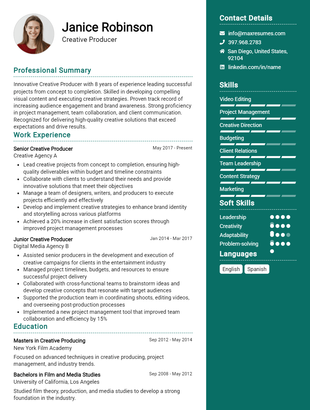 creative-producer-resume-sample