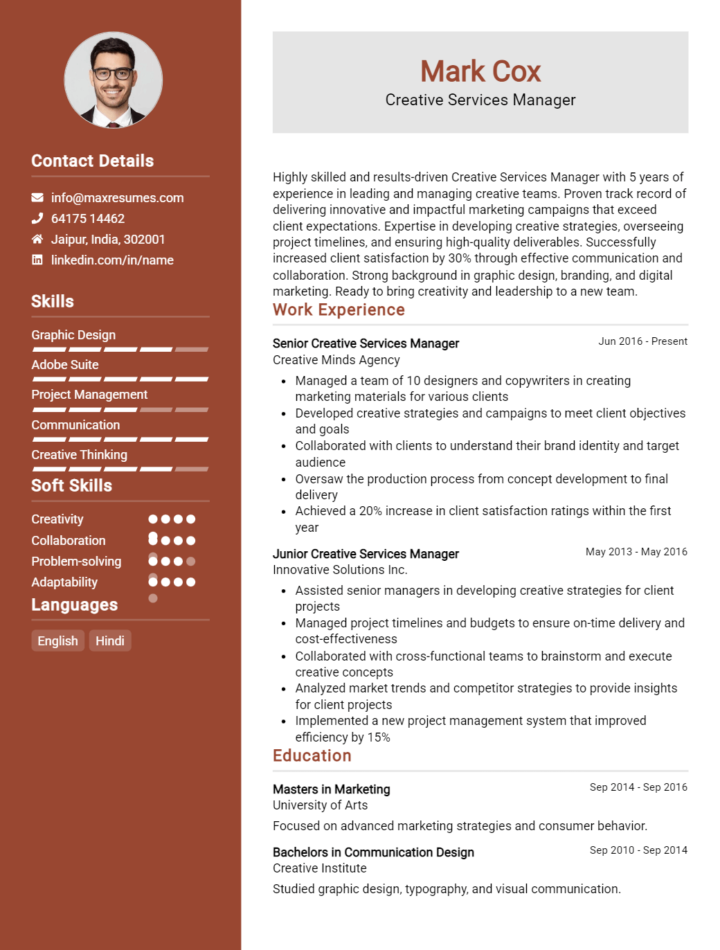 creative-services-manager-resume-sample