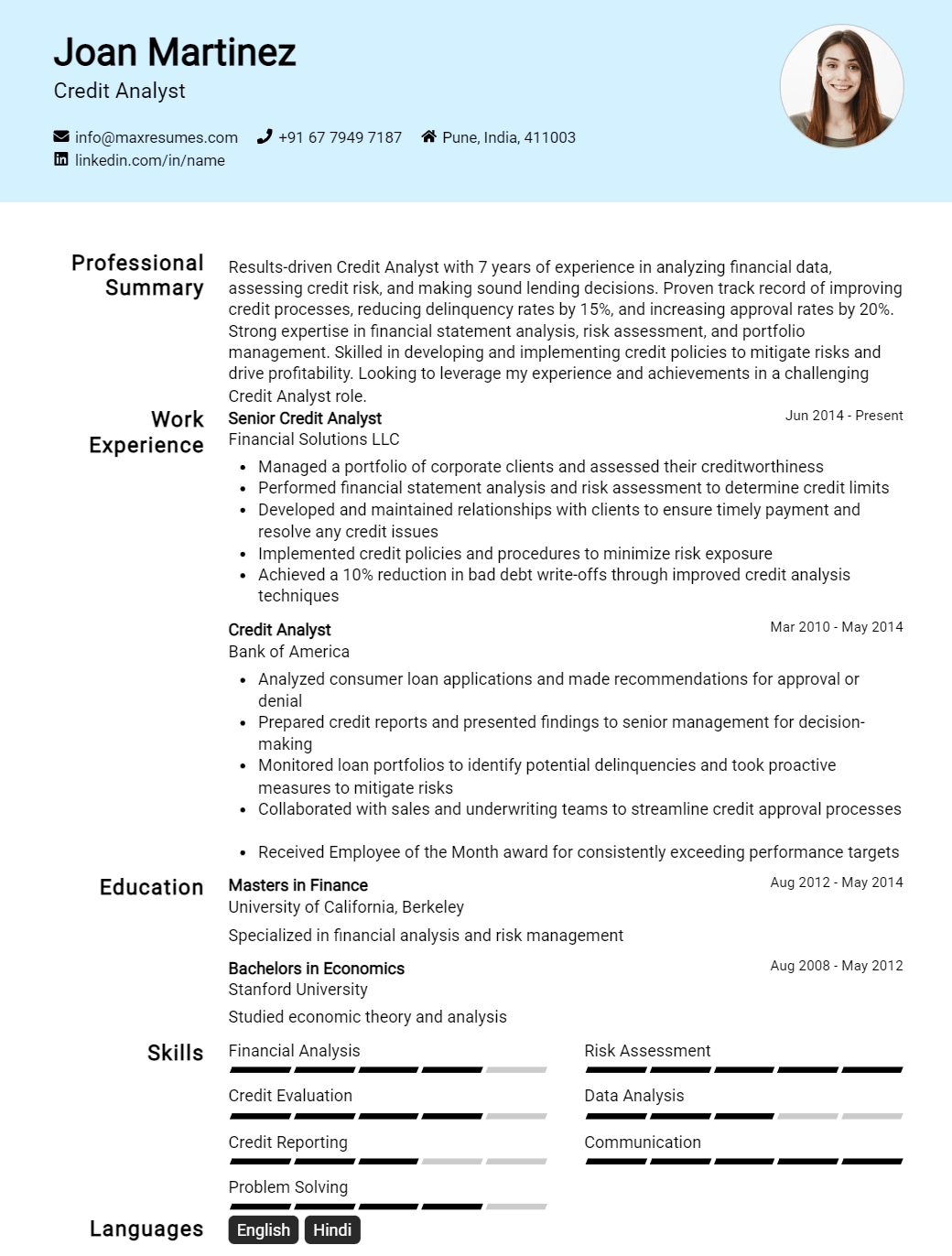 credit-analyst-resume-sample