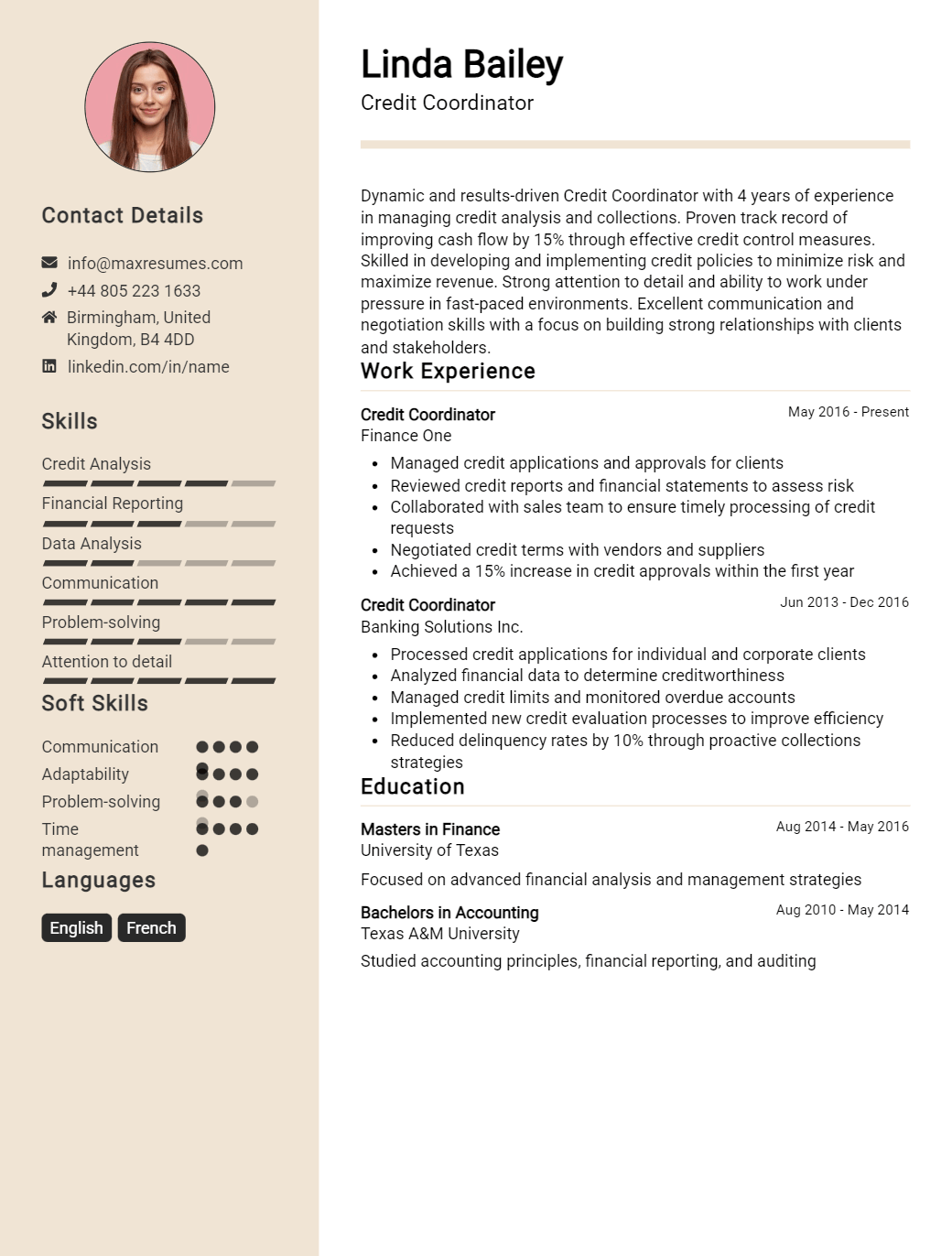 credit-coordinator-resume-sample