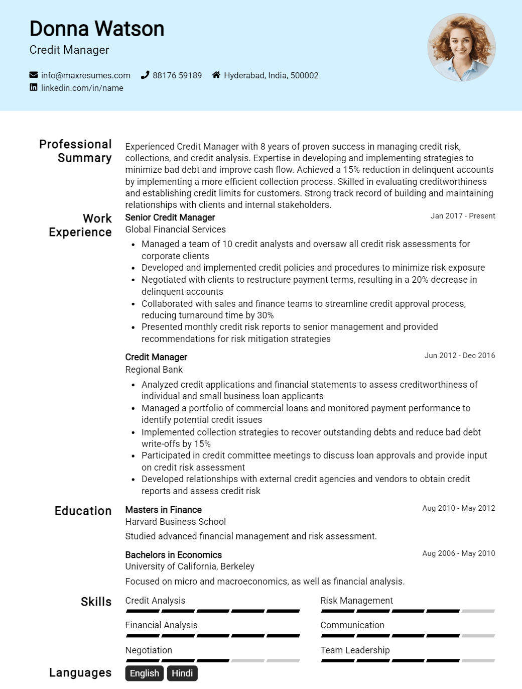 credit-manager-resume-sample