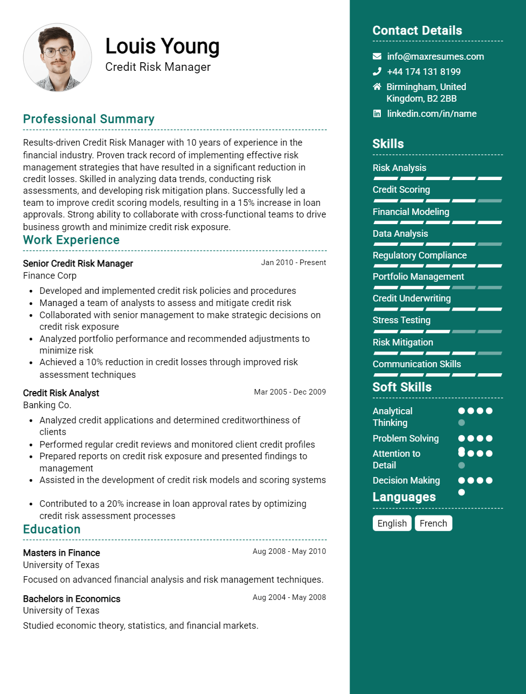 credit-risk-manager-resume-sample