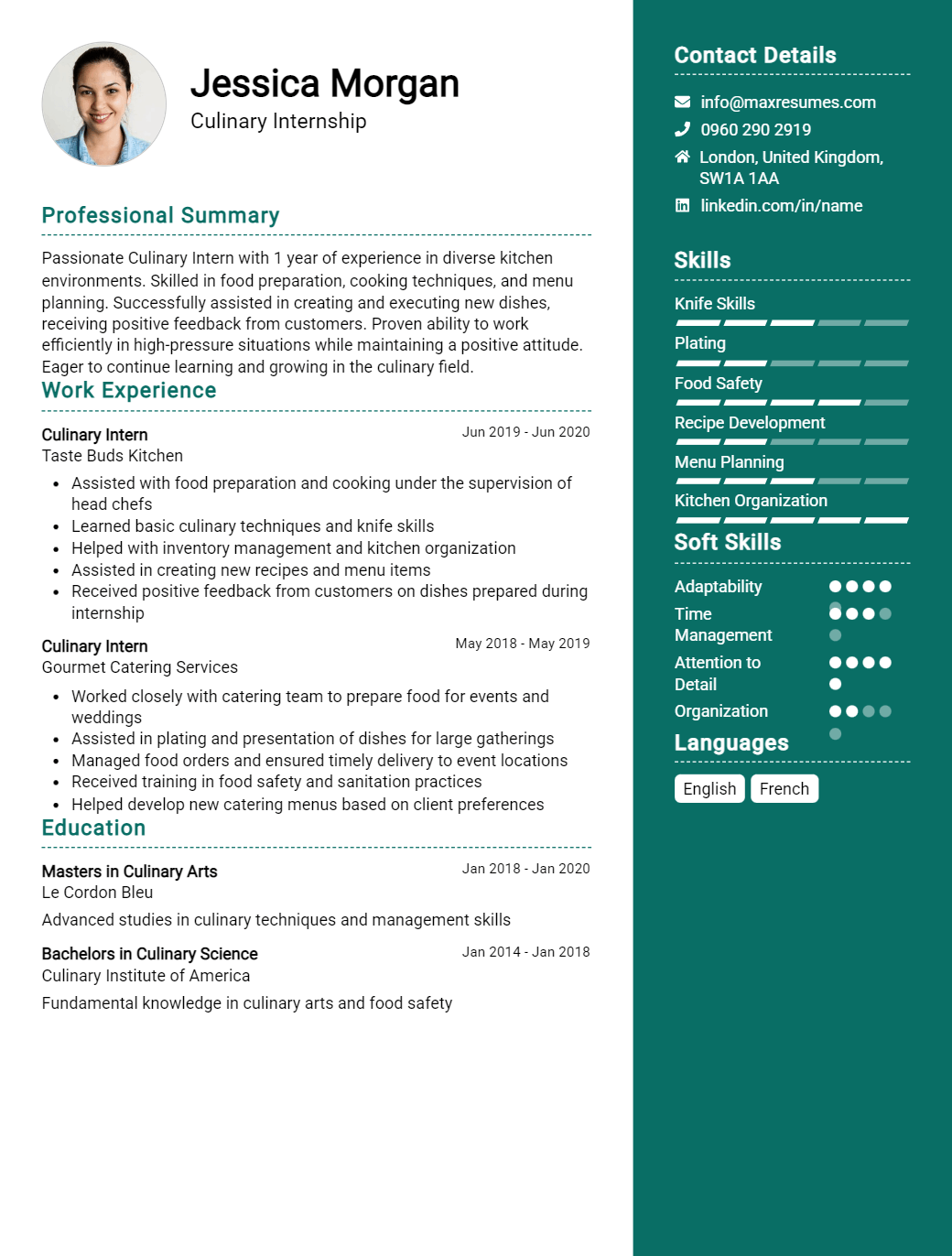 culinary-internship-resume-sample