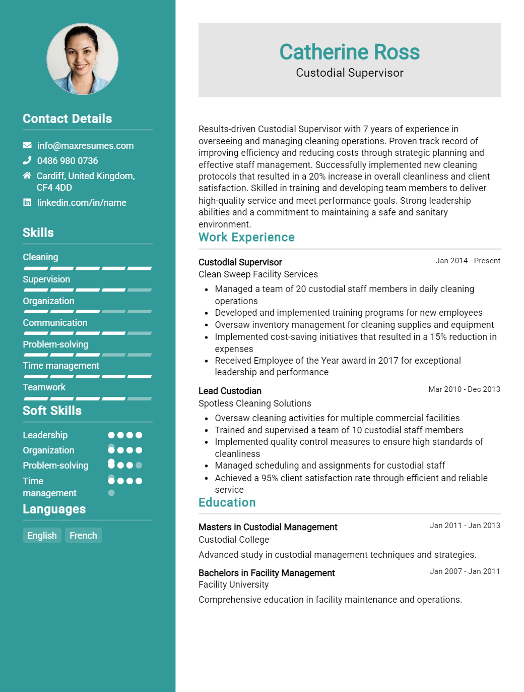 custodial-supervisor-resume-sample