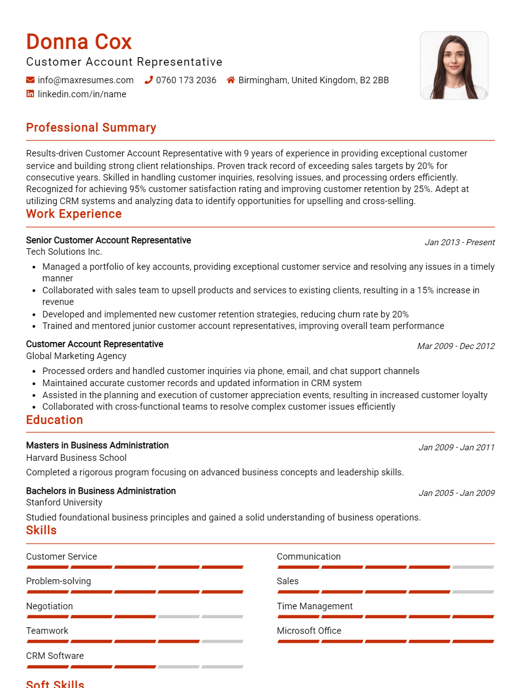 customer-account-representative-resume-sample