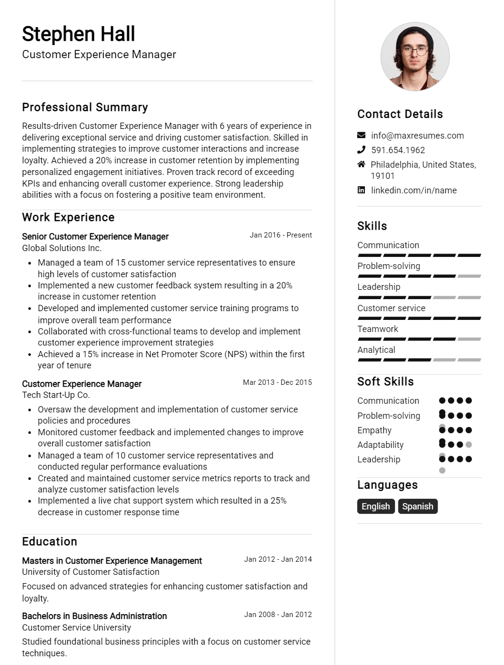 customer-experience-manager-resume-sample