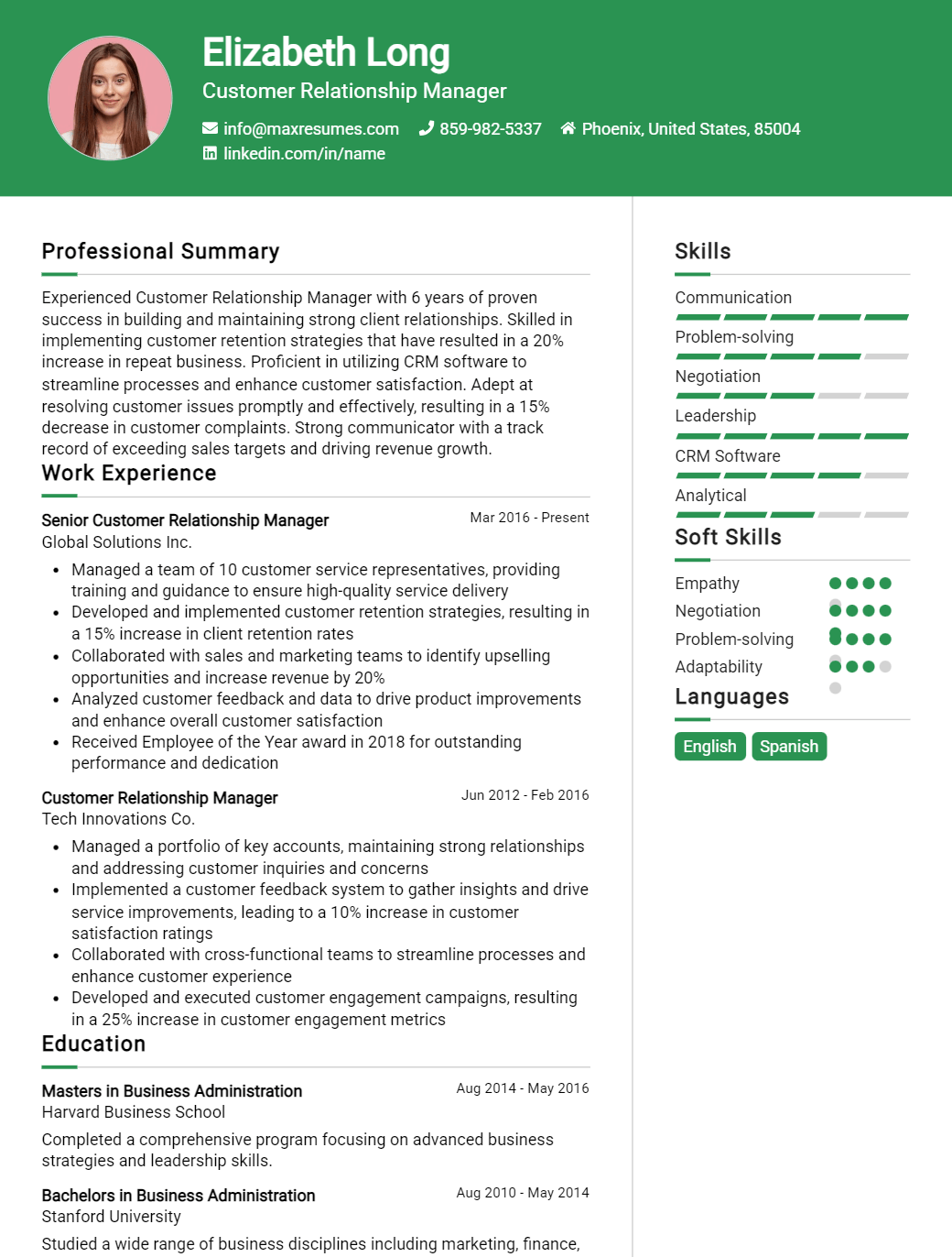 customer-relationship-manager-resume-sample