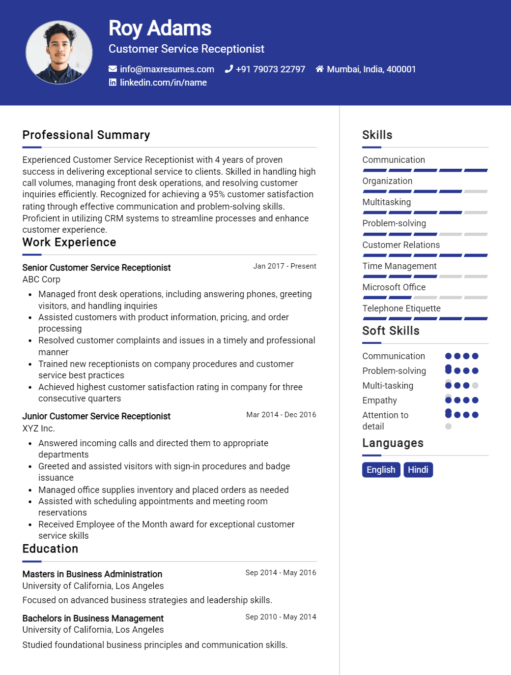 receptionist-resume-sample
